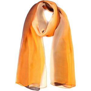 imageuxcell Long Chiffon Light Wedding Scarf Silky Gradient Color Party Shawl Spring Summer Beach Wrap for WomenCoffee Orange