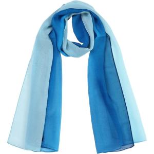 imageuxcell Long Chiffon Light Wedding Scarf Silky Gradient Color Party Shawl Spring Summer Beach Wrap for WomenDark Light Blue