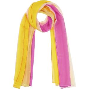 imageuxcell Long Chiffon Light Wedding Scarf Silky Gradient Color Party Shawl Spring Summer Beach Wrap for WomenFuchsia Yellow