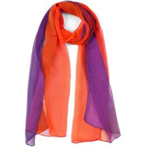 imageuxcell Long Chiffon Light Wedding Scarf Silky Gradient Color Party Shawl Spring Summer Beach Wrap for WomenOrange Purple