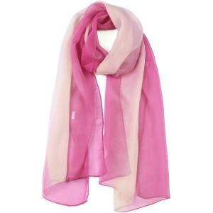 imageuxcell Long Chiffon Light Wedding Scarf Silky Gradient Color Party Shawl Spring Summer Beach Wrap for WomenPale Pink Fuchsia