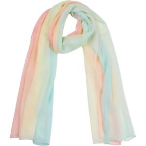 imageuxcell Long Chiffon Light Wedding Scarf Silky Gradient Color Party Shawl Spring Summer Beach Wrap for WomenPale Pink Yellow Blue