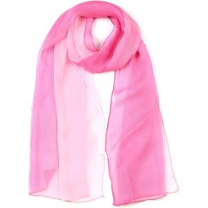 imageuxcell Long Chiffon Light Wedding Scarf Silky Gradient Color Party Shawl Spring Summer Beach Wrap for WomenPink