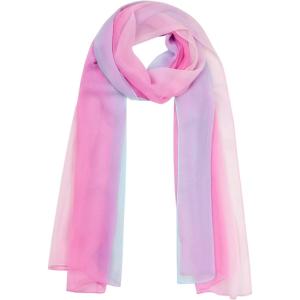 imageuxcell Long Chiffon Light Wedding Scarf Silky Gradient Color Party Shawl Spring Summer Beach Wrap for WomenPink Blue