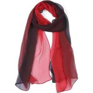 imageuxcell Long Chiffon Light Wedding Scarf Silky Gradient Color Party Shawl Spring Summer Beach Wrap for WomenRed Black