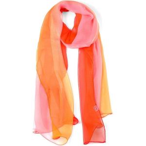 imageuxcell Long Chiffon Light Wedding Scarf Silky Gradient Color Party Shawl Spring Summer Beach Wrap for WomenRed Orange Pink