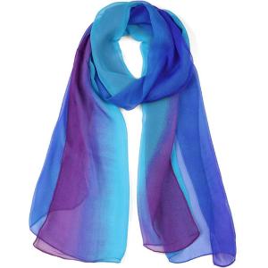 imageuxcell Long Chiffon Light Wedding Scarf Silky Gradient Color Party Shawl Spring Summer Beach Wrap for WomenRoyal Blue