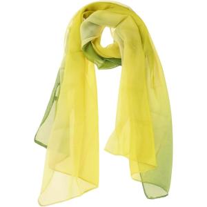 imageuxcell Long Chiffon Light Wedding Scarf Silky Gradient Color Party Shawl Spring Summer Beach Wrap for WomenYellow