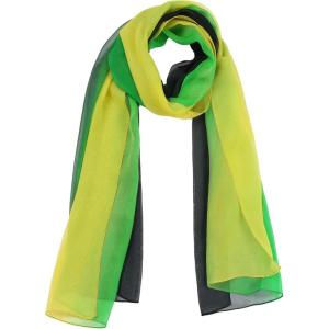 imageuxcell Long Chiffon Light Wedding Scarf Silky Gradient Color Party Shawl Spring Summer Beach Wrap for WomenYellow Green Black