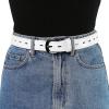 imageAllegra K Faux Leather Belt Hollow Waist Belts with Buckle Belts for WomenWhite