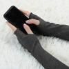 imageAllegra K Women Elbow Length Stretchy Thumbhole Arm Warmer Ruffles Fingerless Long GlovesDark Gray