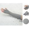 imageAllegra K Women Elbow Length Stretchy Thumbhole Arm Warmer Ruffles Fingerless Long GlovesLight Gray