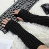 imageAllegra K Womens Fingerless Glove Winter Knit Thumb Elbow Length Arm WarmersBlacktwist Pattern