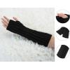 imageAllegra K Womens Fingerless Glove Winter Knit Thumb Elbow Length Arm WarmersBlacktwist Pattern