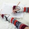 imageAllegra K Womens Fingerless Glove Winter Knit Thumb Elbow Length Arm WarmersBurgundydeer