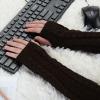 imageAllegra K Womens Fingerless Glove Winter Knit Thumb Elbow Length Arm WarmersCoffeetwist Pattern Knitted