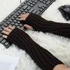 imageAllegra K Womens Fingerless Glove Winter Knit Thumb Elbow Length Arm WarmersCoffetwist Pattern