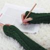 imageAllegra K Womens Fingerless Glove Winter Knit Thumb Elbow Length Arm WarmersGreentwist Pattern Knitted