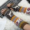 imageAllegra K Womens Fingerless Glove Winter Knit Thumb Elbow Length Arm WarmersLight Taupedeer