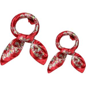 imageAllegra K 2Pcs 50cm Women Satin Floral Polka Dots Striped Print Square Kerchief Neck Scarf 50  50cm1969  1969quotLW Red FloralampampRed Floral