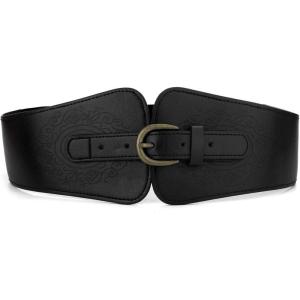 imageAllegra K Ladies Interlocking Buckle Stretchy Band Waistbelt Cinch Belt Black4 one size