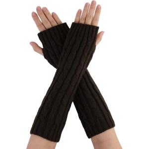 imageAllegra K Womens Fingerless Glove Winter Knit Thumb Elbow Length Arm WarmersCoffetwist Pattern