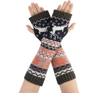 imageAllegra K Womens Fingerless Glove Winter Knit Thumb Elbow Length Arm WarmersDark Graydeer