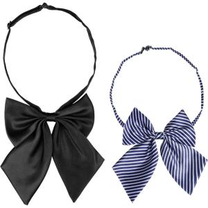 imageAllegra K Womens Pretied Bow Tie with Adjustable Neck Strap Cute Bowtie 2 PcsBlackblue Stripes