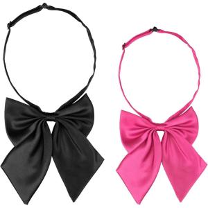 imageAllegra K Womens Pretied Bow Tie with Adjustable Neck Strap Cute Bowtie 2 PcsBlackfuchsia