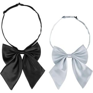 imageAllegra K Womens Pretied Bow Tie with Adjustable Neck Strap Cute Bowtie 2 PcsBlackgrey