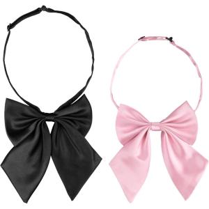 imageAllegra K Womens Pretied Bow Tie with Adjustable Neck Strap Cute Bowtie 2 PcsBlackpink