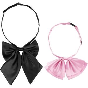 imageAllegra K Womens Pretied Bow Tie with Adjustable Neck Strap Cute Bowtie 2 PcsBlackpink2