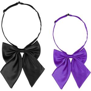 imageAllegra K Womens Pretied Bow Tie with Adjustable Neck Strap Cute Bowtie 2 PcsBlackpurple