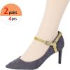 imageAllegra K Womens Detachable Shoe Belts Adjustable AntiSlip Ankle Strap for Heels 2 PairsFrosted Golden