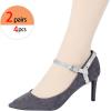 imageAllegra K Womens Detachable Shoe Belts Adjustable AntiSlip Ankle Strap for Heels 2 PairsFrosted Silver