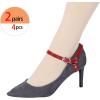 imageAllegra K Womens Detachable Shoe Belts Adjustable AntiSlip Ankle Strap for Heels 2 PairsGlossy Red