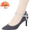 imageAllegra K Womens Detachable Shoe Belts Adjustable AntiSlip Ankle Strap for Heels 2 PairsGlossy Silver