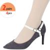imageAllegra K Womens Detachable Shoe Belts Adjustable AntiSlip Ankle Strap for Heels 2 PairsGlossy White