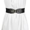 imageAllegra K Womens Elastic Belts Metal Interlocking Buckle Stretchy BeltsWhite  Black