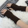 imageAllegra K Womens Ribbed Wrist Arm Warmers Stretchy Cable Knitted Fingerless GlovesDark Brown