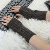 imageAllegra K Womens Ribbed Wrist Arm Warmers Stretchy Cable Knitted Fingerless GlovesDark Gray