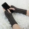 imageAllegra K Womens Ribbed Wrist Arm Warmers Stretchy Cable Knitted Fingerless GlovesDark Gray