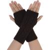 imageAllegra K Womens Ribbed Wrist Arm Warmers Stretchy Cable Knitted Fingerless GlovesDark Brown