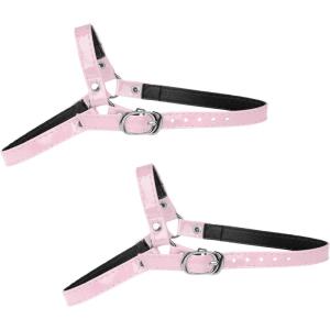 imageAllegra K Womens Detachable Shoe Belts Adjustable AntiSlip Ankle Strap for Heels 2 PairsGlossy Pink