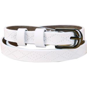 imageuxcell Women Exotic Embossed Diamond Pattern Single Pin Buckle Slender Waist BeltWhite