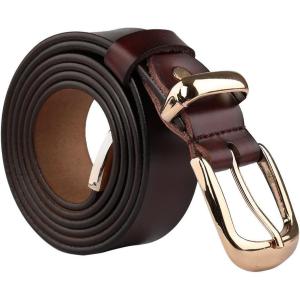 imageuxcell Women Skinny Belt Metal Side Imitation Leather Pin Buckle 1 18quot Brown