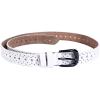 imageuxcell Women Carved Multihole Hollow Alloy Pin Buckle Leather BeltWhiteheart