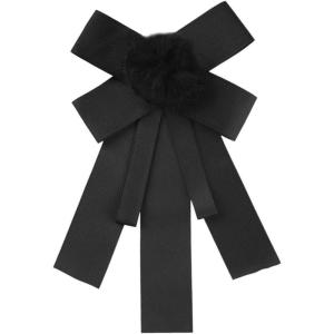 imageAllegra K Womens Pretied Bowknot Pin Solid Color Neckties Elegant Faux Fur Ball Bow TieBlack