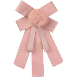 imageAllegra K Womens Pretied Bowknot Pin Solid Color Neckties Elegant Faux Fur Ball Bow TiePink