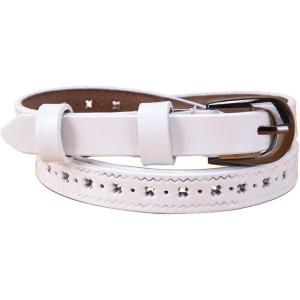 imageuxcell Women Carved Multihole Hollow Alloy Pin Buckle Leather BeltWhitestars